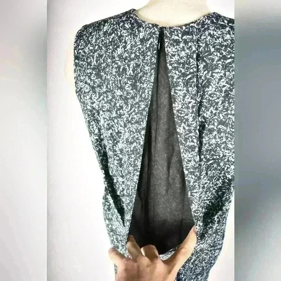 COS Teal White Black Pleated Vented Viscose Sleeveless Shift Tunic Dress  4US - Picture 8 of 11